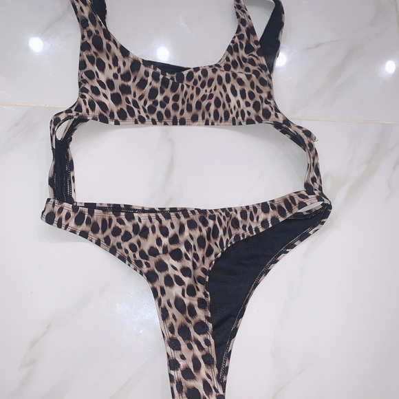 hot cut-out leopard one-piece. Worn once. - Picture 2 of 3